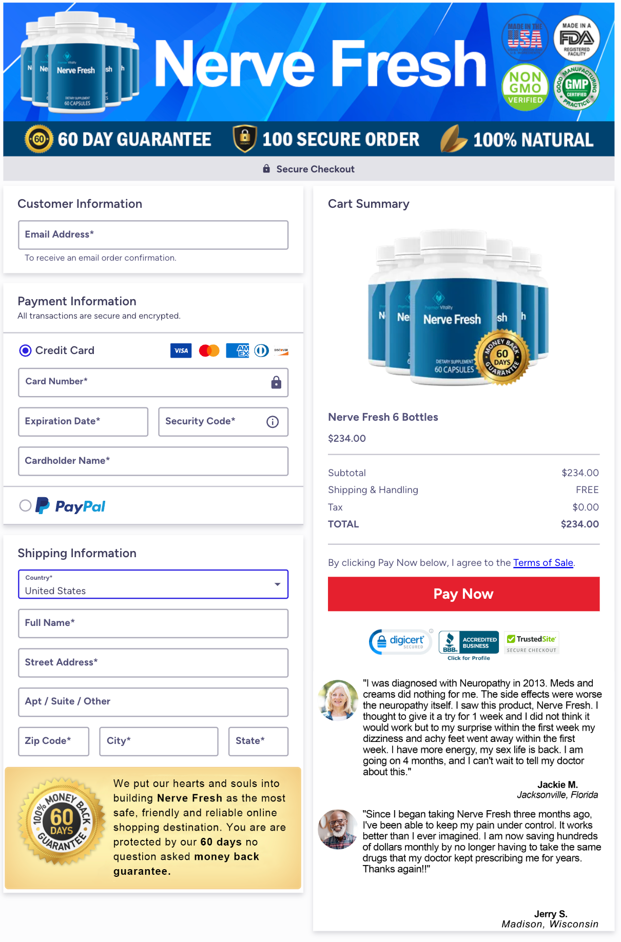 Nerve Fresh Official Website Secure Order Page
